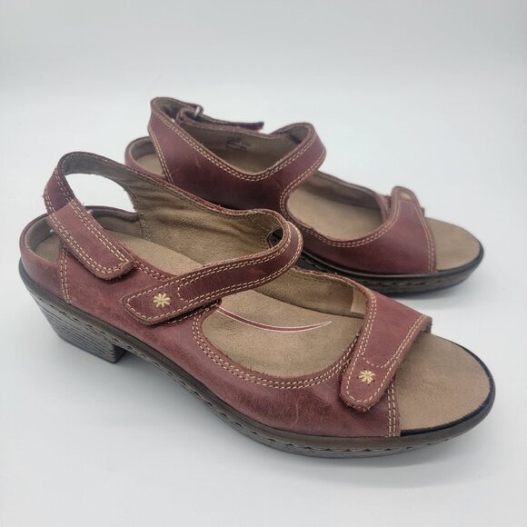 Klogs Shoes - Klogs‎ Sandals Red Leather Slip Resistance Shoes 8M Adjustable